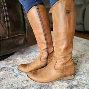 Frye Melissa Leather Tall Riding Boots - Cognac | Distressed Vintage Leather- 9B